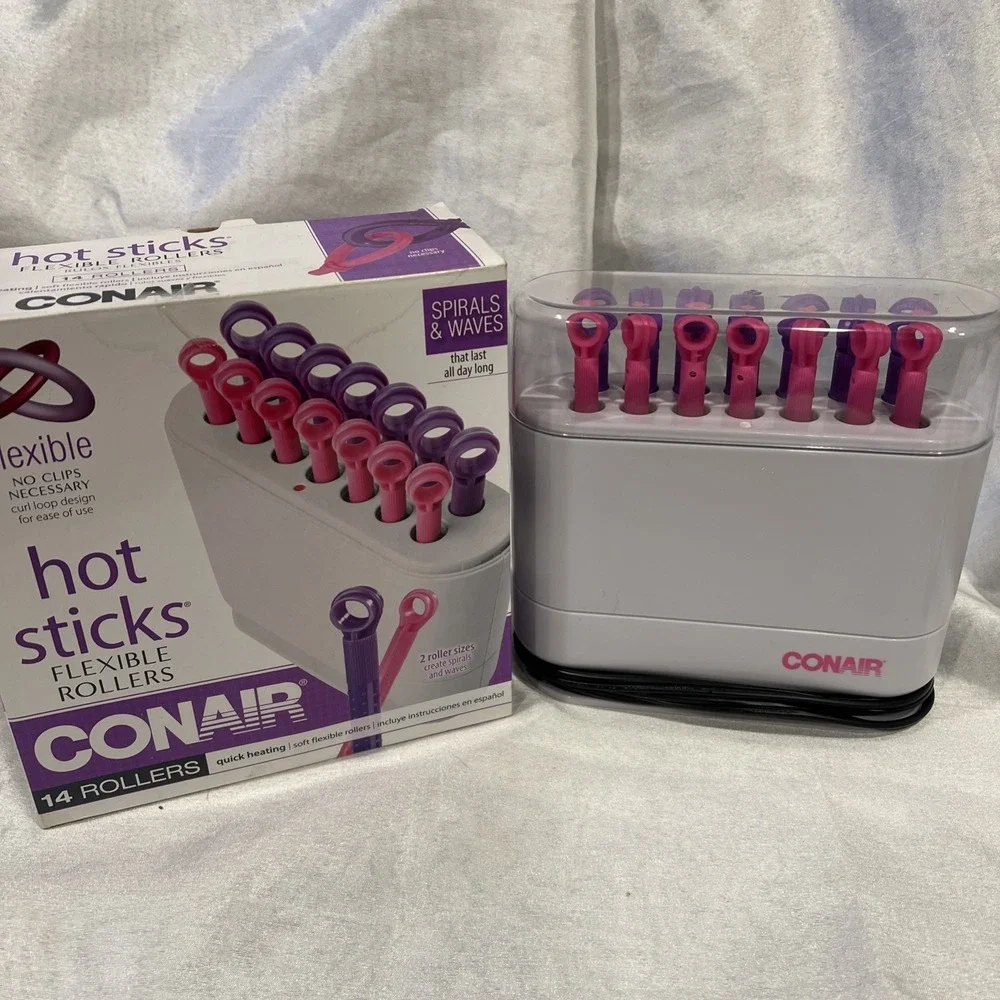 Conair Hot Sticks 14 Flexible Hair Curler Rollers Purple /‎ Pink  Clean Tested